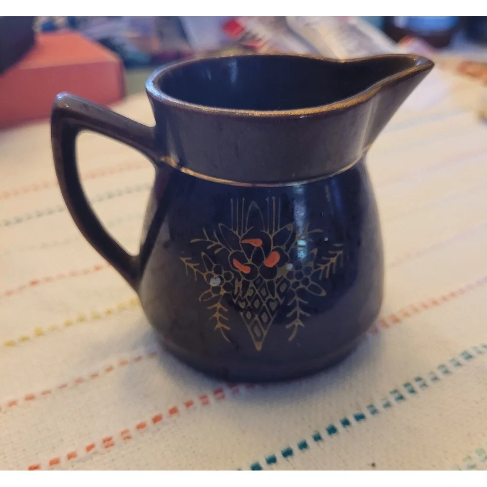Vintage Japan Creamer Brown with Flower Design